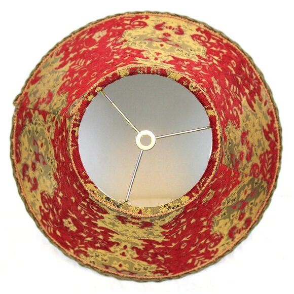 Tapestry Lampshade Red Gold Lg Bell Decorative Fancy Velvet Baroque Victorian - Picture 6 of 7